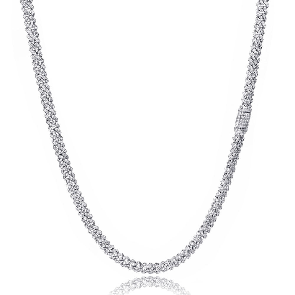 6mm Single Row Full Diamond Cuban Link Chain Zircon Necklace
