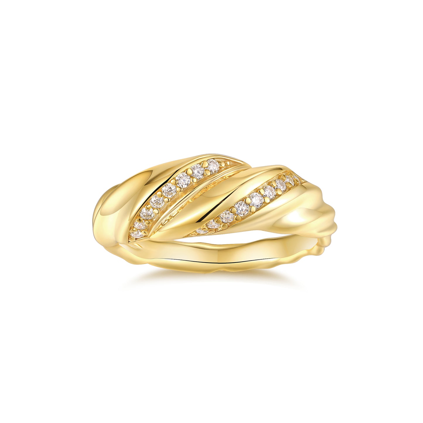 A Luxurious And Fashionable Light Luxury Jewelry Silver Ring Set With Top-quality Moissanite, S925 Silver Electroplated With Gold