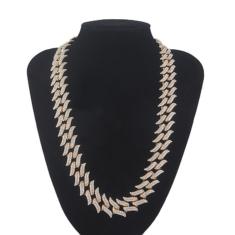 Men's Full Diamond Flame Thorn Cuban Chain