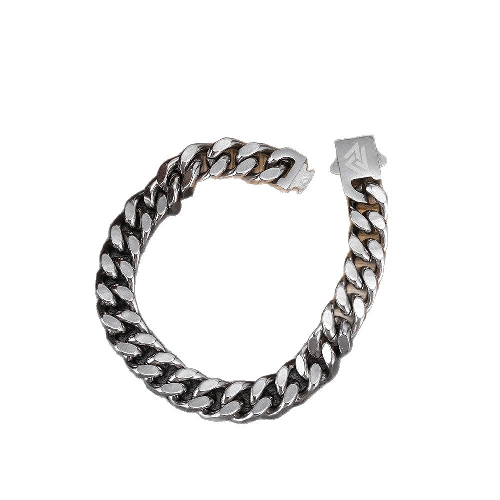 Stainless Steel Cuban Link Chain Vintage Encrypted On Four Sides