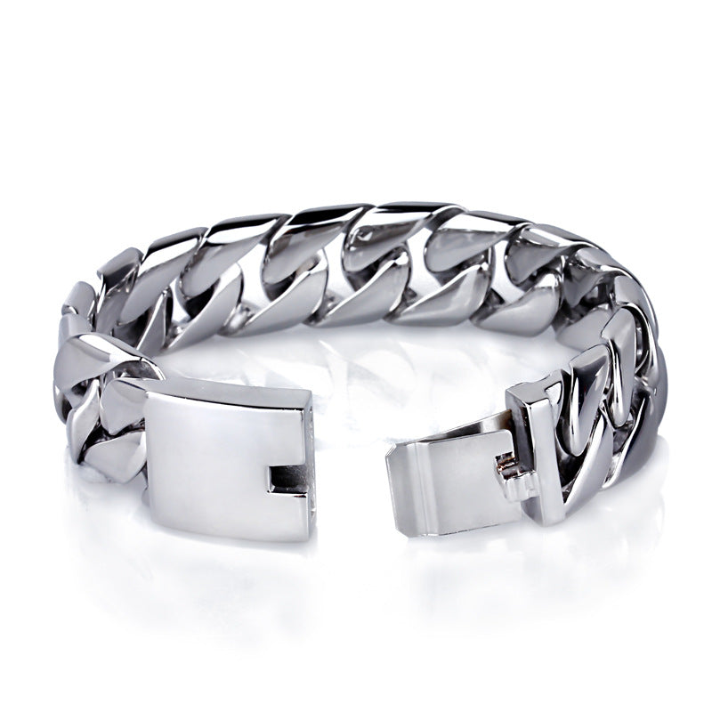 Fashion Titanium Steel Thin Cuban Link Chain Bracelet Stainless Steel Ornament