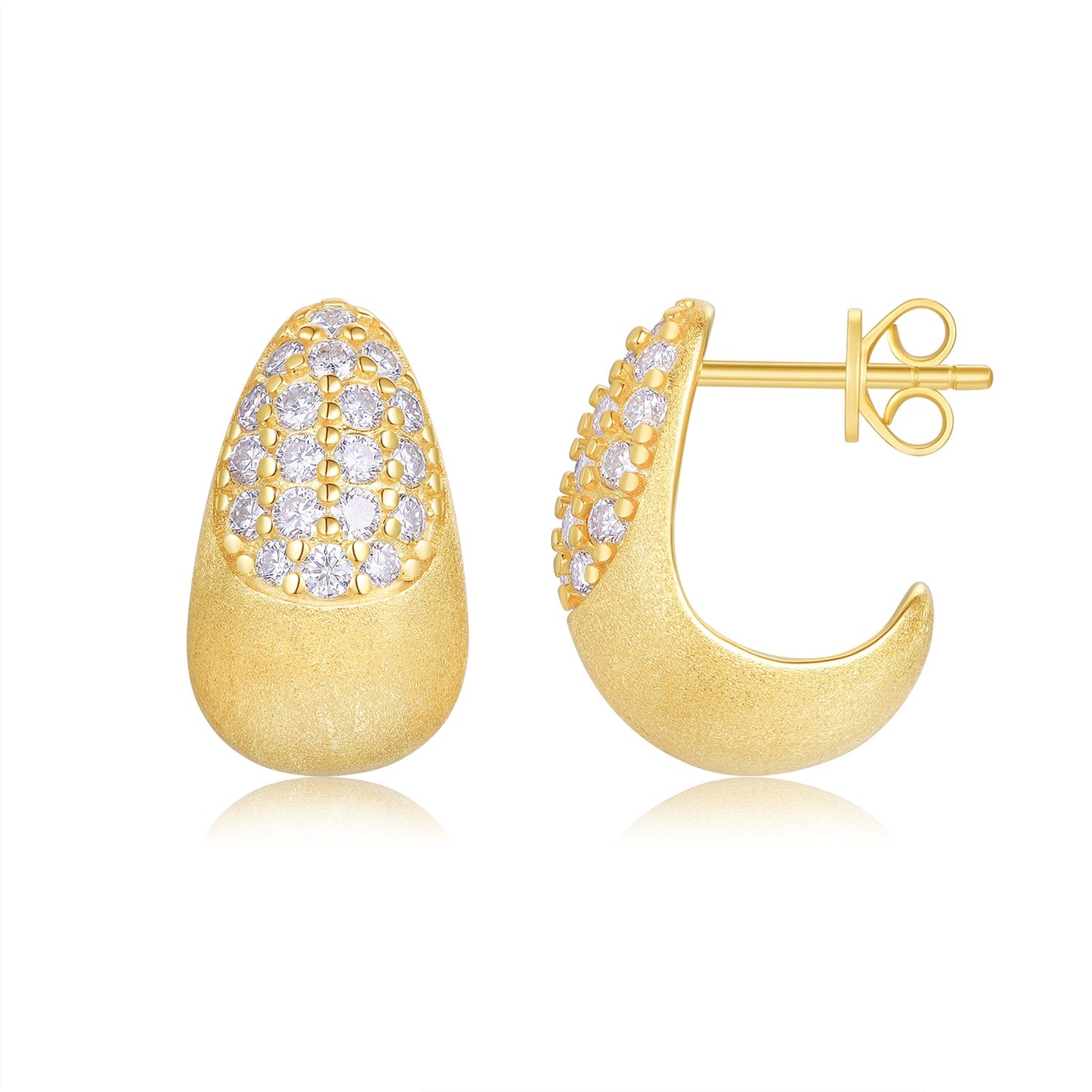 A Luxurious And Fashionable Minimalist Jewelry Earring Set Featuring Top-quality Moissanite Stones, Made Of S925 Silver Electroplated With Gold.
