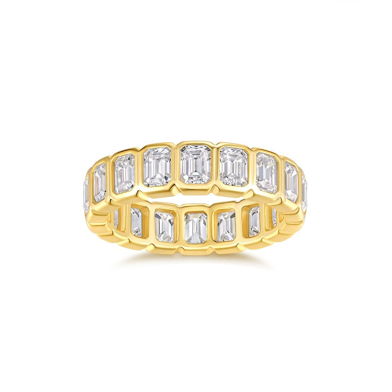 A Luxurious And Fashionable Light Luxury Jewelry Silver Ring Set With Top-quality Moissanite, S925 Silver Electroplated With Gold
