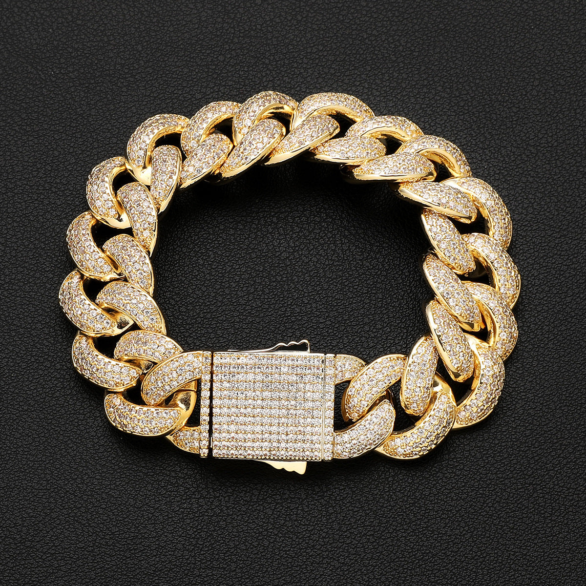 Gold Plated Brass And Zirconia Full Set Cuban Chain
