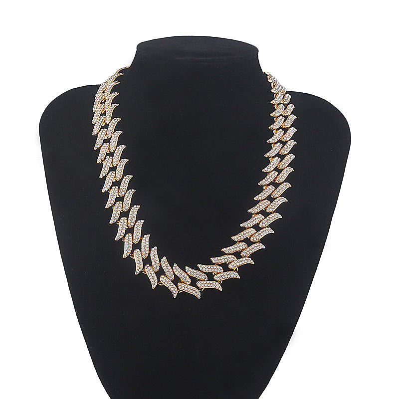 Men's Full Diamond Flame Thorn Cuban Chain