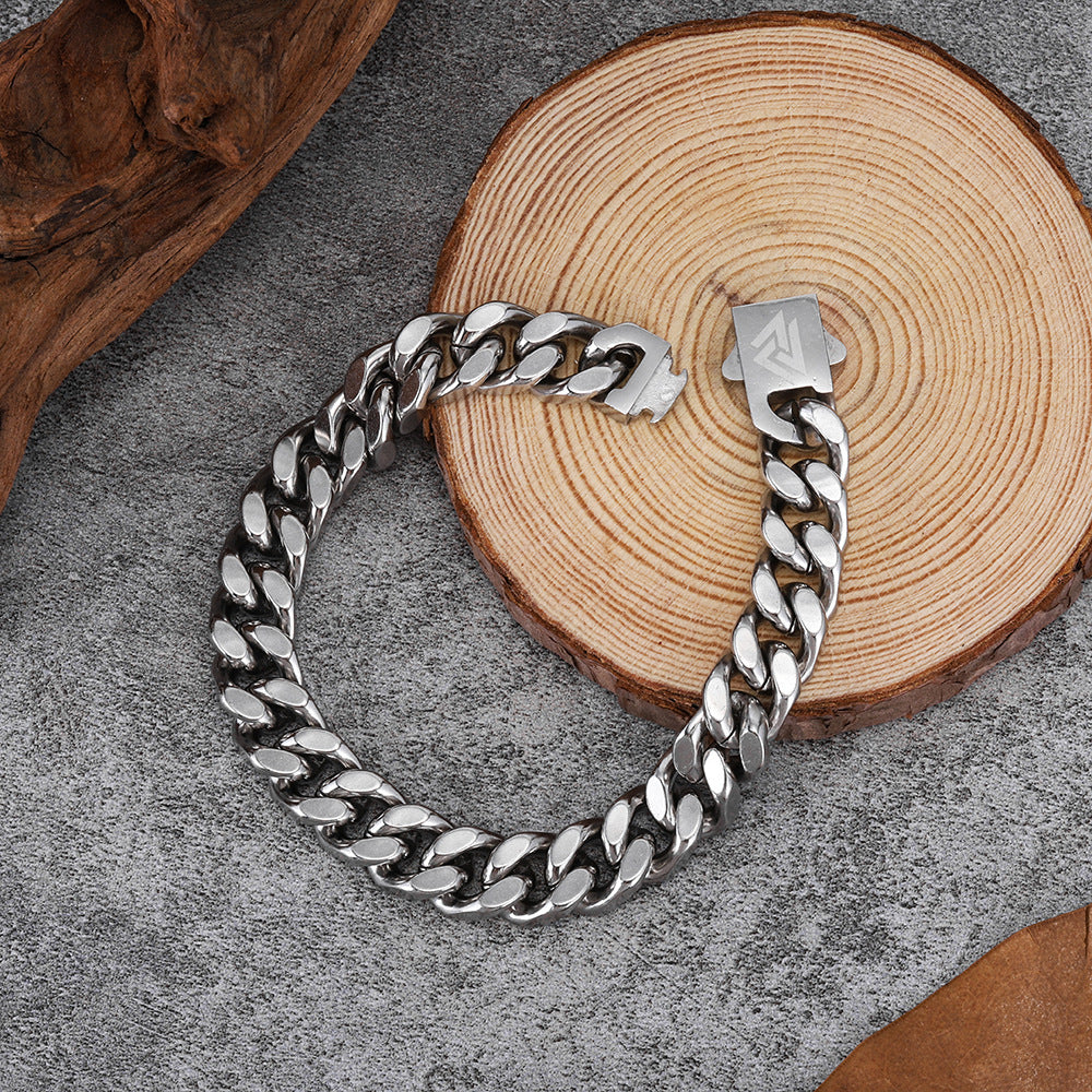 Stainless Steel Cuban Link Chain Vintage Encrypted On Four Sides