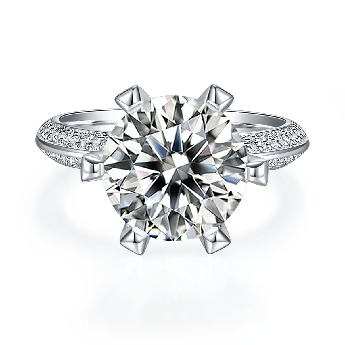 A 5-carat Luxury And Fashionable Light Luxury Jewelry Silver Ring Set With Top-quality Moissanite, S925 Silver Plated With Platinum