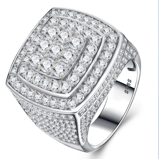 Engraved With Top-quality Moissanite, This Luxurious And Fashionable Minimalist Jewelry Set Features Exquisite Silver Accessories For Men. Made Of S925 Silver With Electroplated Platinum.