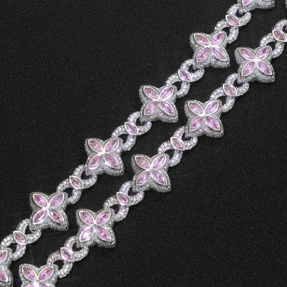 Hip Hop Eyes Four-Leaf Clover Cuban Chain Men's Bracelet