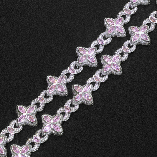 Hip Hop Eyes Four-Leaf Clover Cuban Chain Men's Bracelet