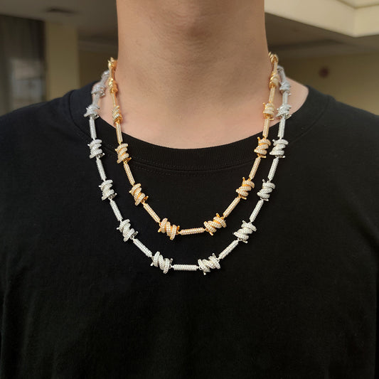 European And American Thorns Personality Cuban Chain Full Of Zircon