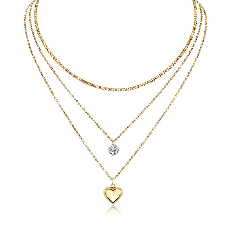 2-carat Luxury Fashion Minimalist Trend Jewelry Silver Pendant Necklace With Top-quality Moissanite, S925 Silver Electroplated With Gold