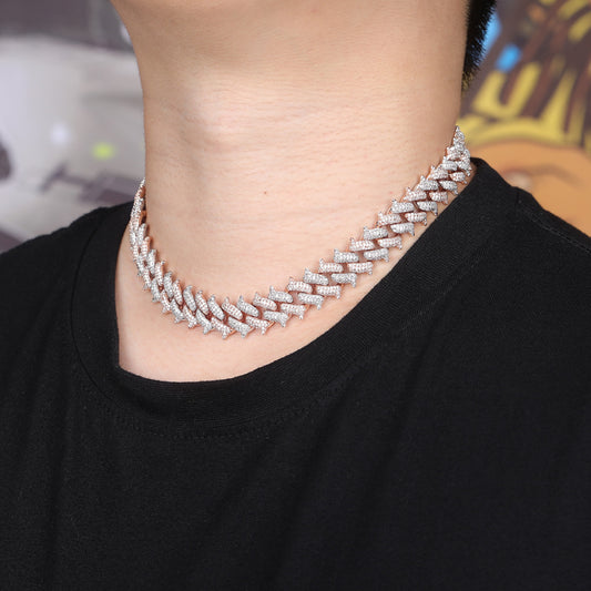 Men's Hip Hop Thorn Copper Full Diamond Cuban Link Chain