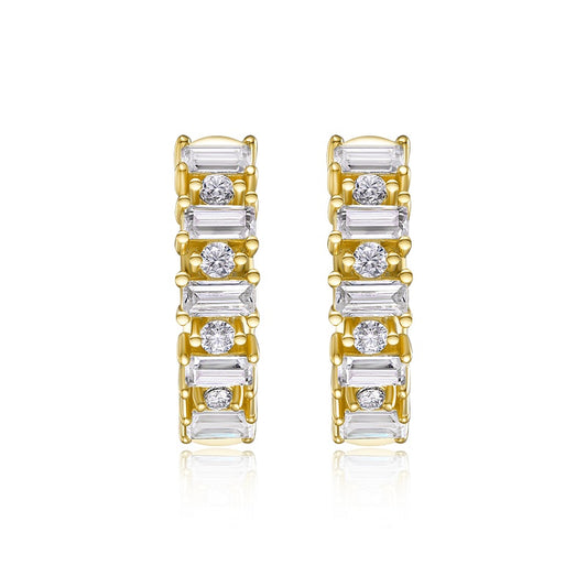 Top-quality Moissanite Luxury And Fashionable Light Luxury Jewelry Silver Stud Earrings S925 Silver Electroplated Gold